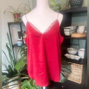 NWT express eyelash lace trim red camisole
